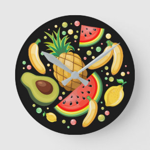 Horloge Ronde Fruits d'été frais Motif