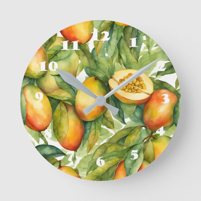 Horloge Ronde Fruits et feuilles de mangue  (Recto)