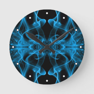 Horloge Ronde Fumée bleue symétrique minimaliste noir