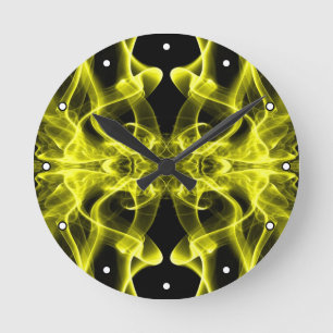 Horloge Ronde Fumée jaune Symétrique Minimaliste Noir