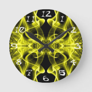 Horloge Ronde Fumée jaune Symétrique Minimaliste Noir