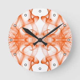 Horloge Ronde Fumée orange symétrique minimaliste blanc