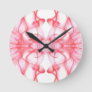 Horloge Ronde Fumée Rouge Abstrait Minimaliste Symétrique