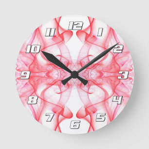 Horloge Ronde Fumée Rouge Abstrait Minimaliste Symétrique