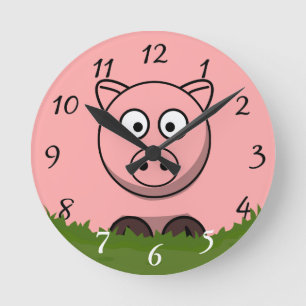 Horloge Ronde Fun Cartogramme rond Cochon
