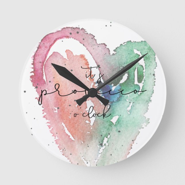 Horloge Ronde Fun It's Prosecco O'Clock Watercolor (Recto)