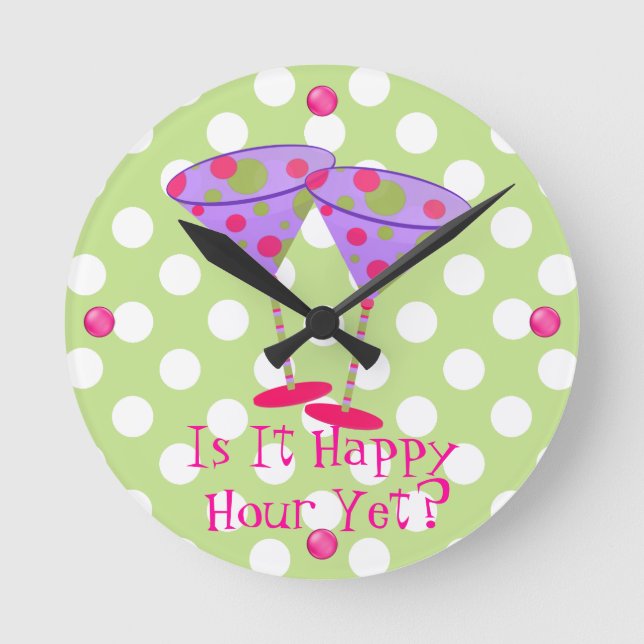 Horloge Ronde Fun Martini Glasses Happy Hour Wall Clock (Recto)