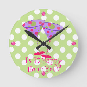 Horloge Ronde Fun Martini Glasses Happy Hour Wall Clock