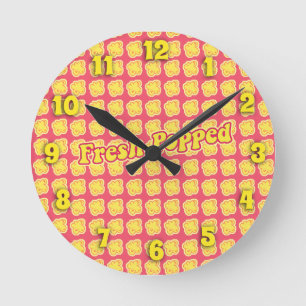 Horloge Ronde Fun Popcorn Motif  Cartoon Art frais Popped