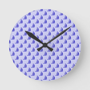 Horloge Ronde Fun Sail Boat Pattern