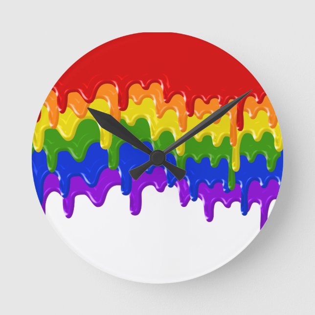 Horloge Ronde Fun slime arc-en-ciel Paint Drips (Recto)