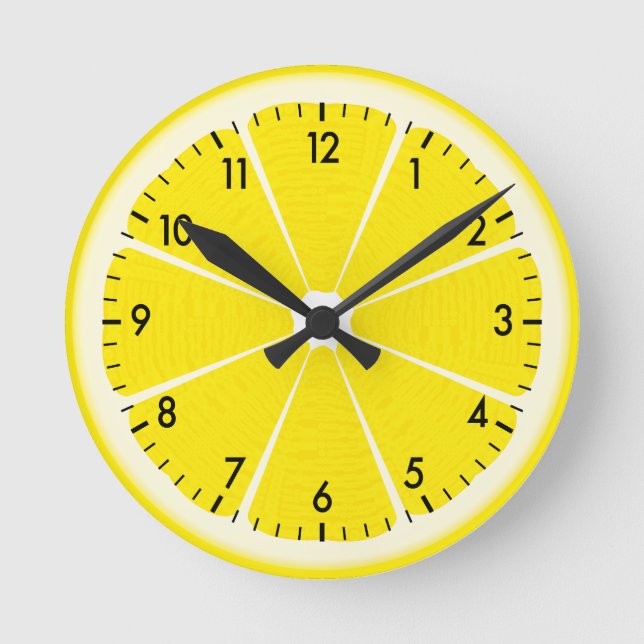 Horloge Ronde Fun Tropical Summer Sunshine Lemon Yellow Kitchen (Recto)