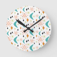 Funky Atomic Boomerang Diamond MidCentury Round Cl