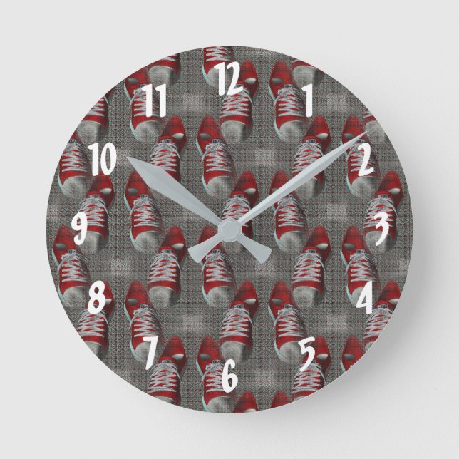 Horloge Ronde Funky Red Baskets Conception abstraite (Recto)