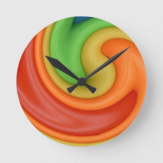 Horloge Ronde Funky rouge orange jaune et vert Tourbillonnant (Recto)