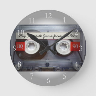 Horloge Ronde Funny 80's Cassette