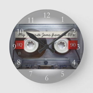 Horloge Ronde Funny 80's Cassette
