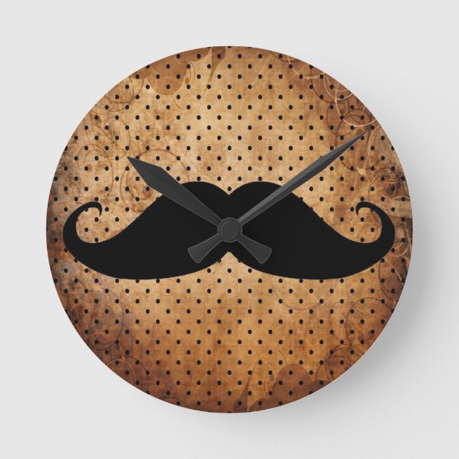 Horloge Ronde Funny Black Mustache (Recto)
