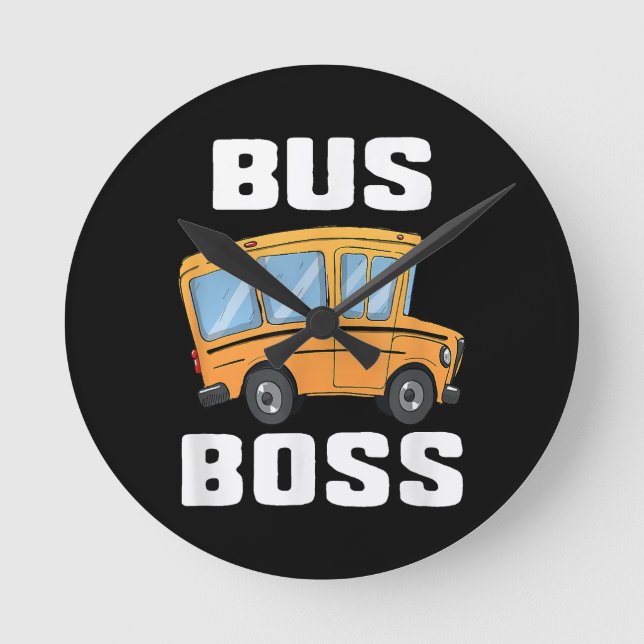Horloge Ronde Funny Bus Boss School Bus Driver (Recto)
