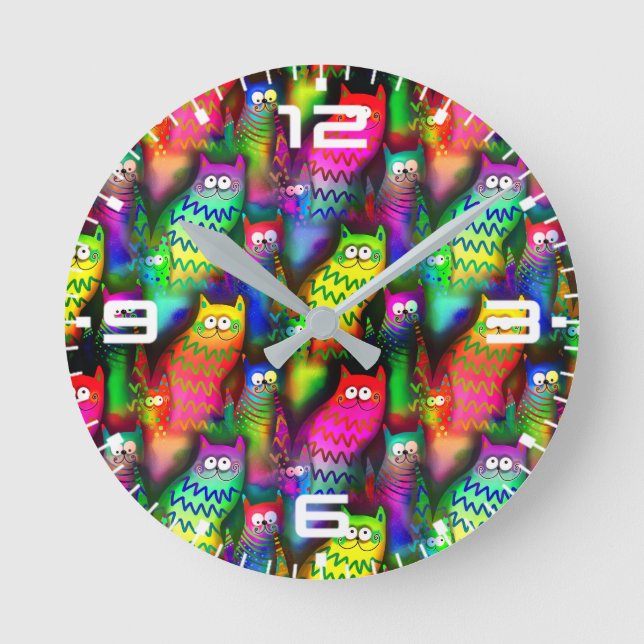 Horloge Ronde Funny Cats Motif-54578 (Recto)