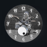 Horloge Ronde Funny Punk Rock Drummer Bear Playing Drums Rocker<br><div class="desc">This funny music clock features a punk rock bear playing drums - the perfect accent for your rock and roll nursery or bedroom! What a great gift idea for your favorite musician or music fan! Be sure to visit the DrumJunkie Graphics store for more amazing musician merch and gift ideas....</div>
