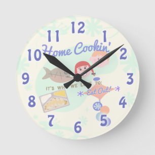 Horloge Ronde Funny Retro Home Cooker Slogan