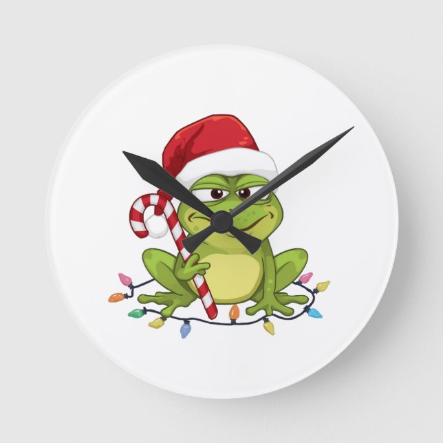 Horloge Ronde Funny Santa Frog Christmas Shirt - Cute Frog with  (Recto)
