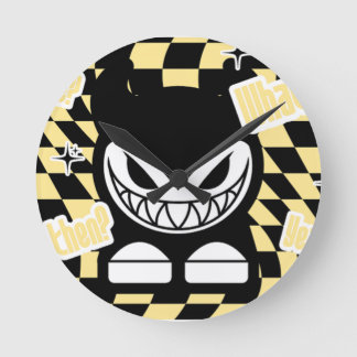 Horloge Ronde Funny Yellow Labubou-Inspired