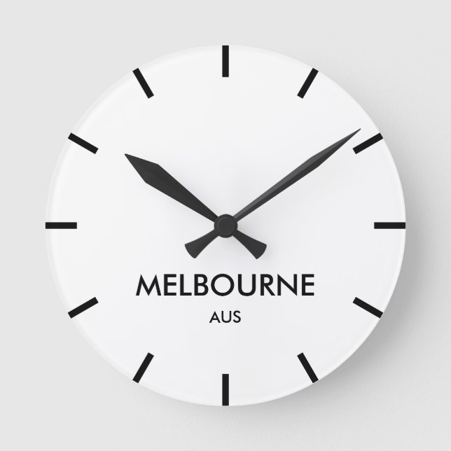 Horloge Ronde Fuseau horaire minimaliste de Melbourne Australie (Recto)