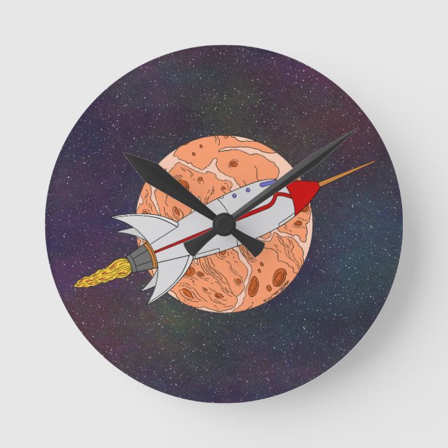 Horloge Ronde Fusée Rétro 2026 (Recto)