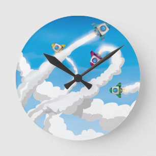 Horloge Ronde Fusées !