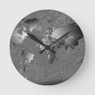 Horloge Ronde galaxie 5 noirs et blancs de carte du monde