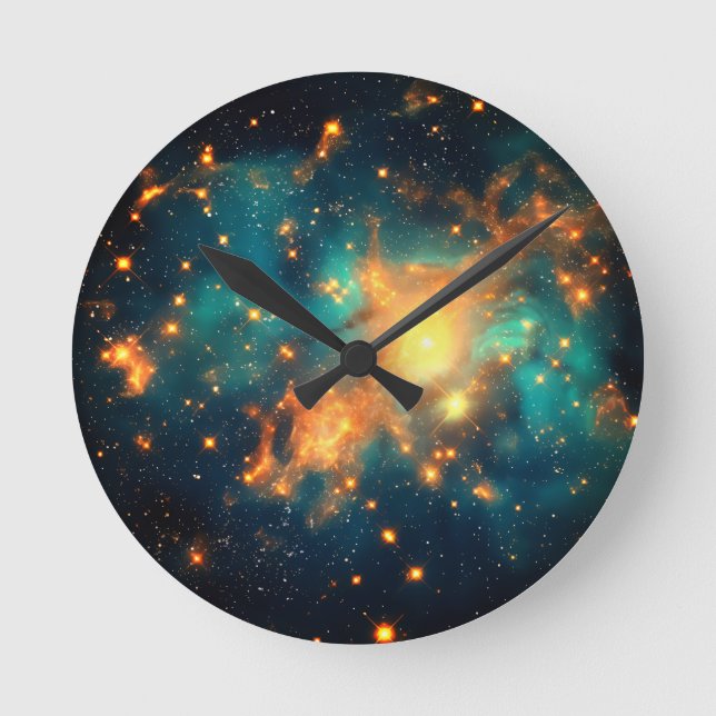 Horloge Ronde Galaxie cosmique élégante de Glam (Recto)