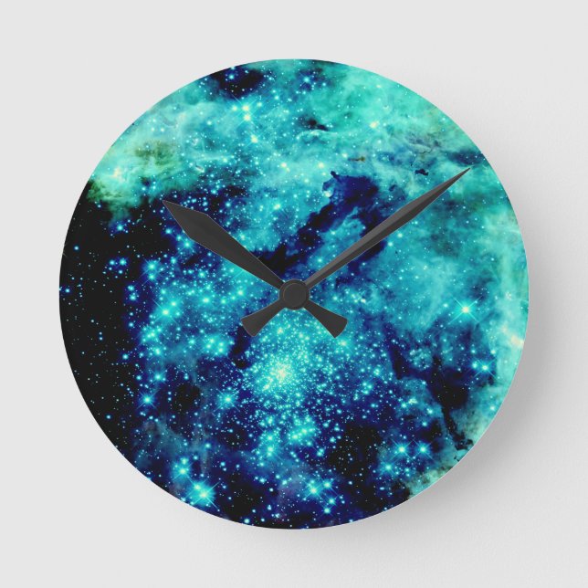 Horloge Ronde Galaxie turquoise (Recto)