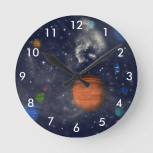 Horloge Ronde Galaxies avec étoiles et planètes dans l'espace