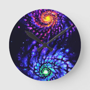 Horloge Ronde Galaxies colorées
