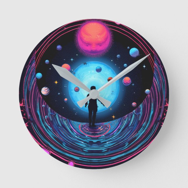 Horloge Ronde Galaxy Aesthetic Wall Clock – Outer Space Room Déc (Recto)