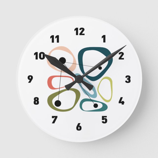 Horloge Ronde Galets modernes du milieu du siècle (Recto)