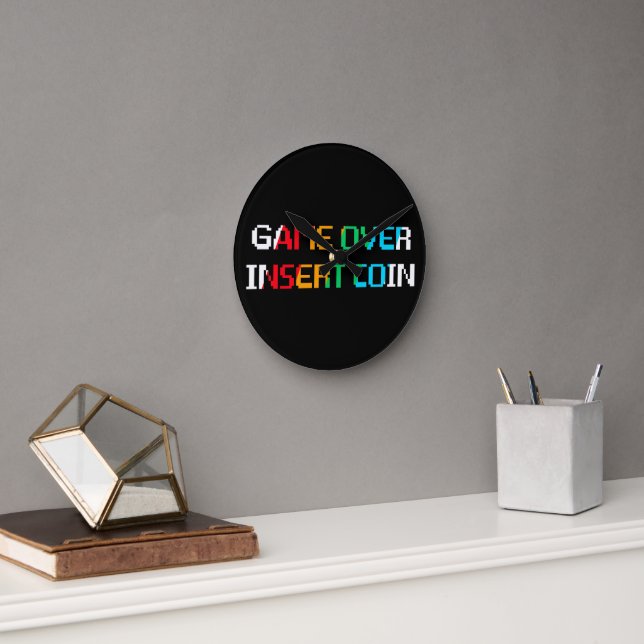 Horloge Ronde Game Over Insert Coin (Bureau)