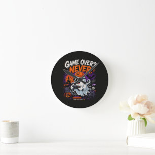 Horloge Ronde Game Over Jamais Drôle Gamer Fantôme Halloween