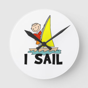 Horloge Ronde Garçon Bonhomme Allumette Je Fais de la Voile