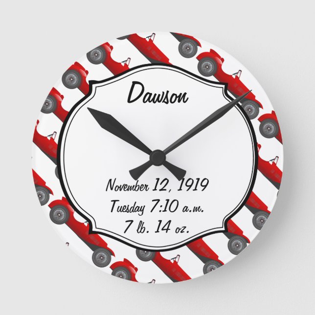 Horloge Ronde Garçons Chambre classique Cadeaux de voiture Sweet (Recto)