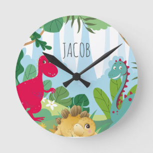 Horloge Ronde Garçons Mignon Dinosaure Chambre Enfants