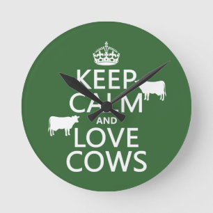 Horloge Ronde Gardez le calme et aimez les vaches (toutes les