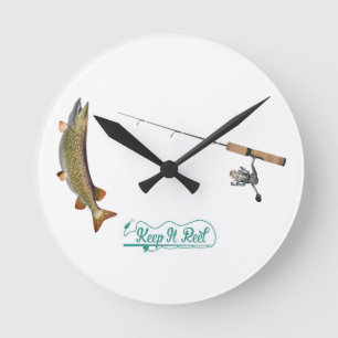 HORLOGE RONDE ****GARDEZ-LE REEL FISHERMAN'S*** FERMER