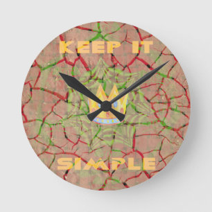 Horloge Ronde Gardez-le simple : Cracked Earth Royal Clarity Art