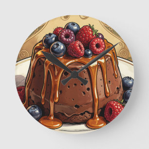 Horloge Ronde Gâteau aux Fruits Rouges et Caramel au Chocolat Dé