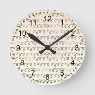 Horloge Ronde Gaufre pêche dorée
