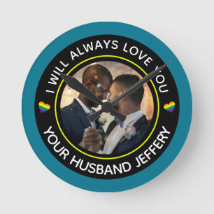 Horloge Ronde Gay LGBTQ Photo Mariage Couple Personnaliser