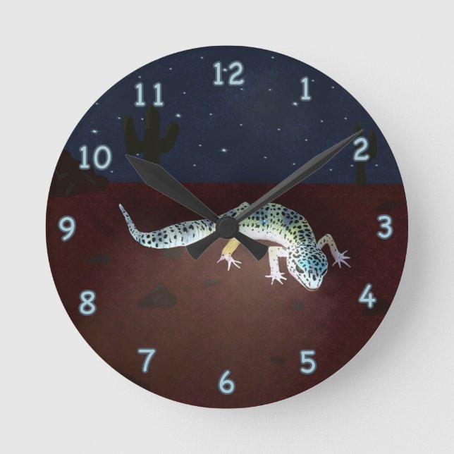 Horloge Ronde Gecko de couleur arc-en-ciel (Recto)